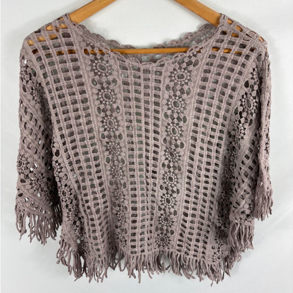Boutique Crochet Knit Boho Blouse OS